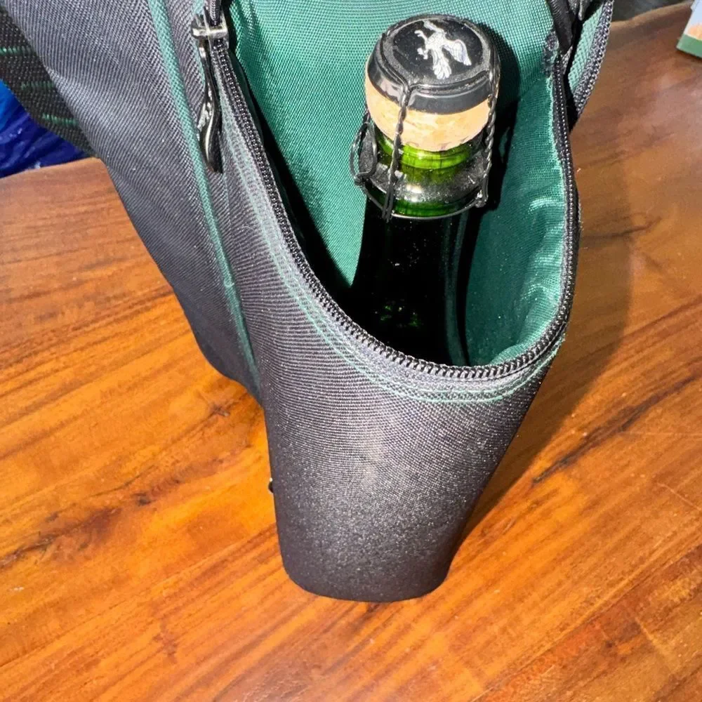Picnic Time Wine Traveler Insulated Tote Bag with Wine Glasses Corkscrew Opener